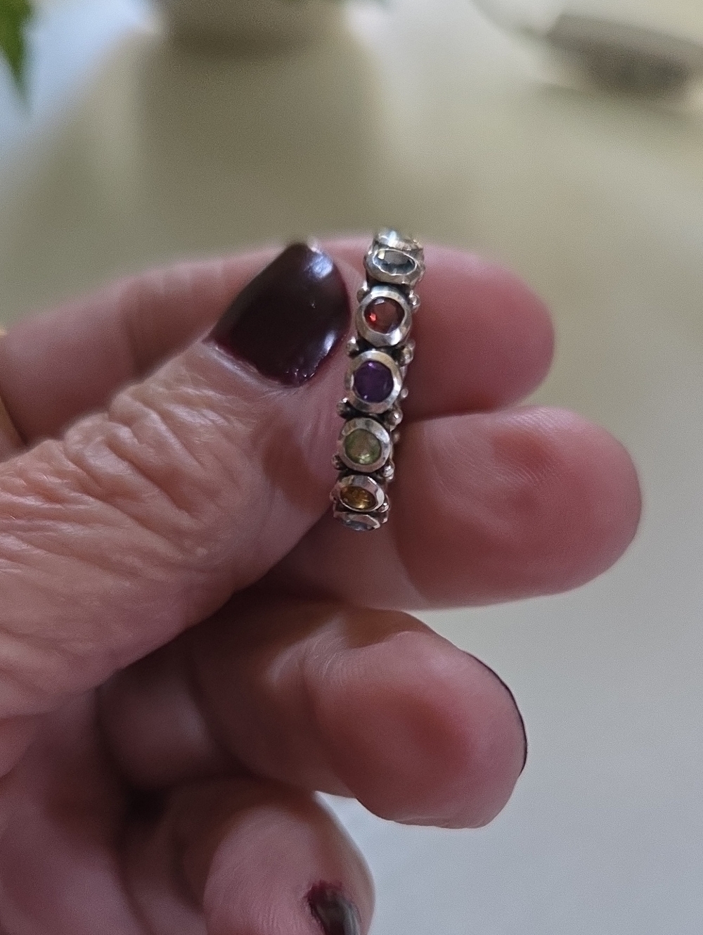 Multicolor Gemstone Sterling Silver Stackable Ring